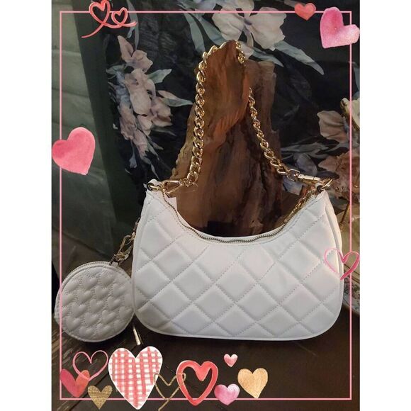 NWT~ALDO Amberly Love Embellished Whiite Crossbody Bag Purse - Picture 2 of 8